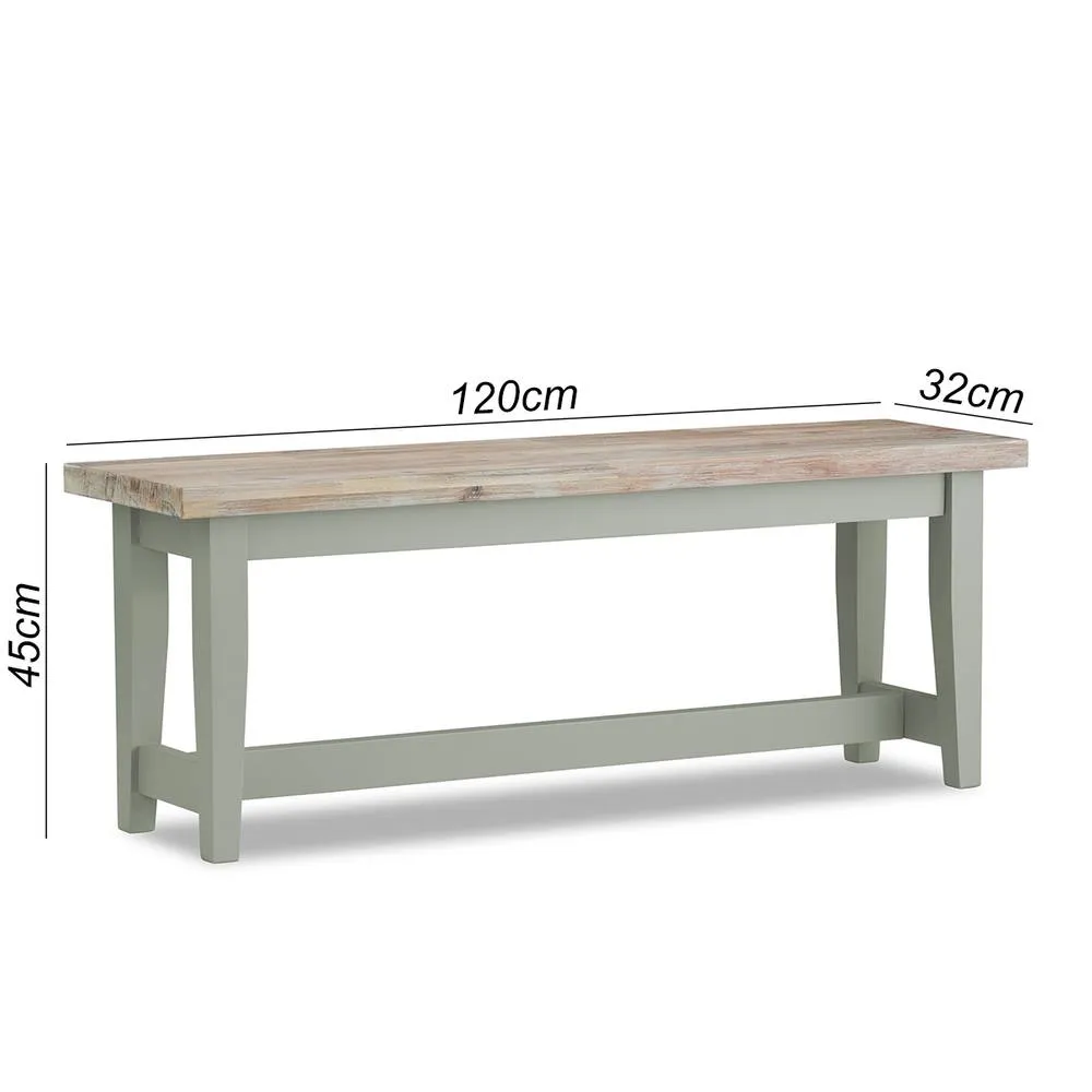 Statement Furniture Florence Solid Acacia Hardwood Dining Bench 120cm in Light Green 2