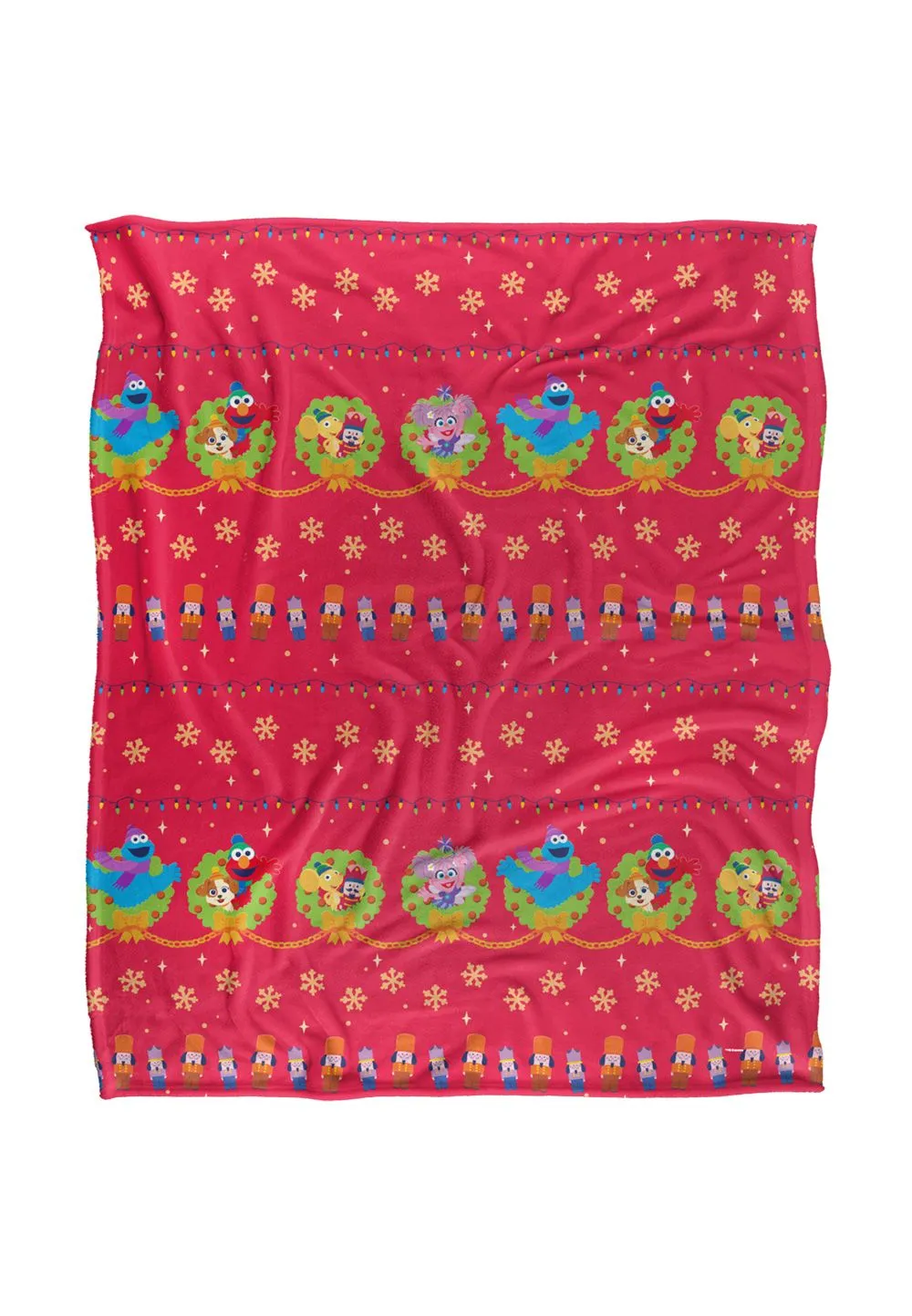 Sesame Street Furry Friends Forever Wreath Pattern Silky Touch Super Soft Throw Blanket 152 X 127 cm in White