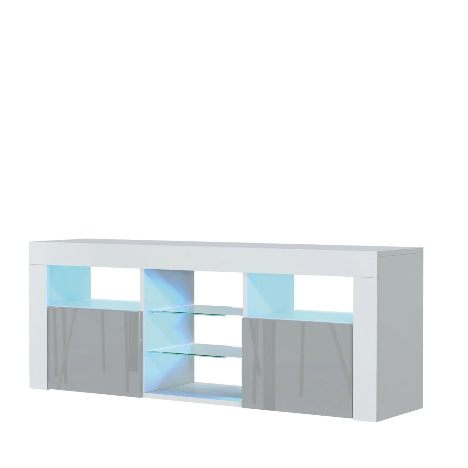 Creative Furniture Pulse TV Unit 145cm - A Stylish & Practical Cabinet with Gloss Doors & LED Lights in Grey 2