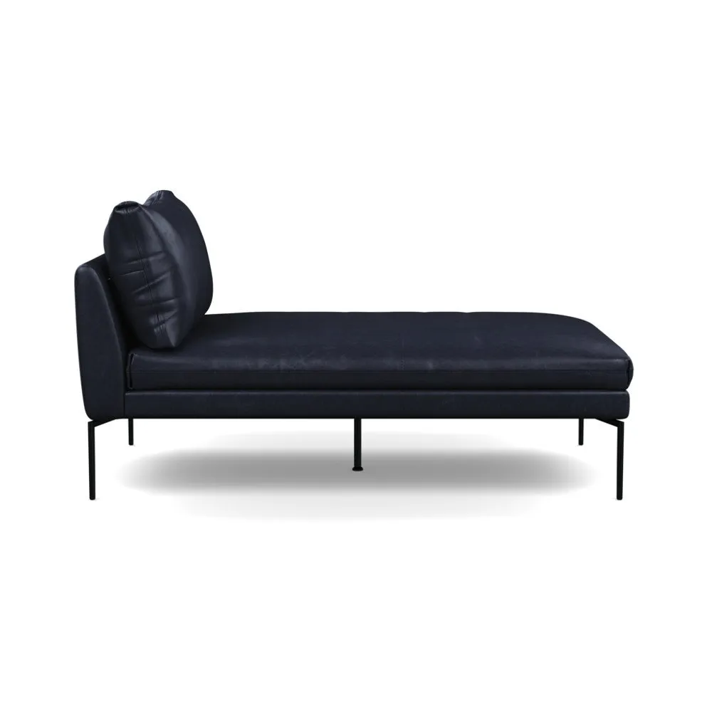 Heal's Matera Chaise Longue Leather Stonewash Black 263 Black Feet 1