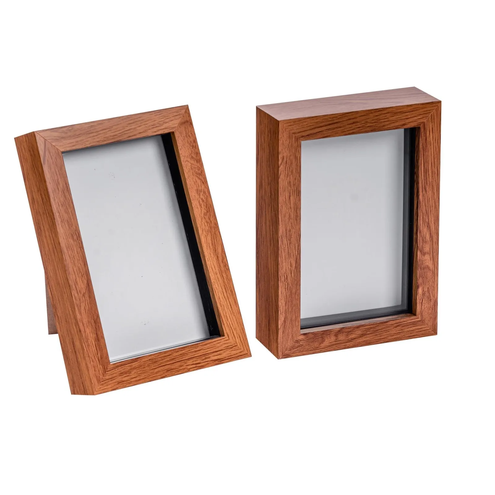 Nicola Spring 3D Box Photo Frames - 4 x 6" - Pack of 2 in Dark Brown