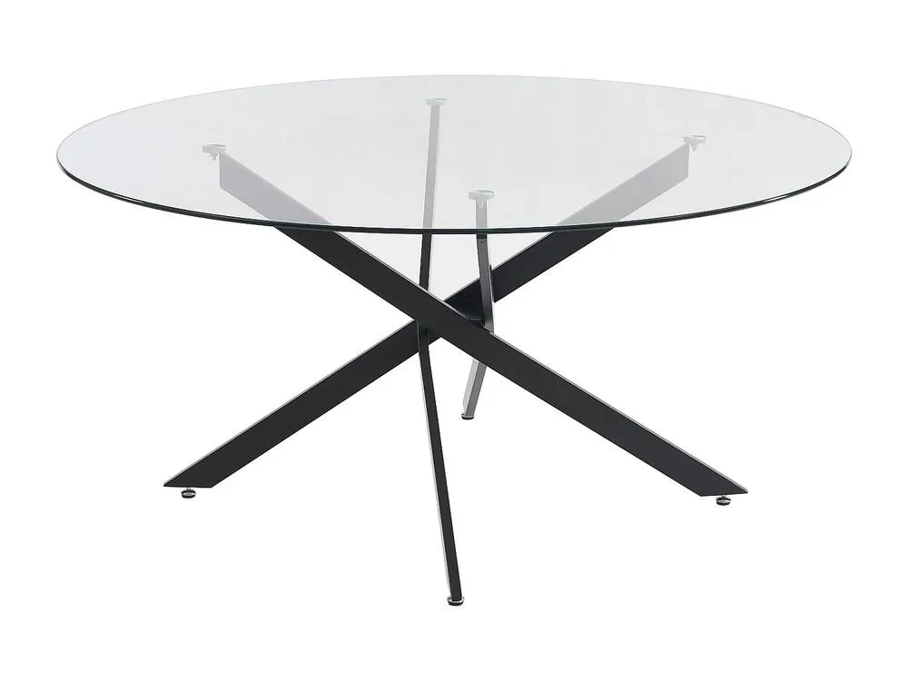 Vente-unique Round Dining Table for 6 Cm Tempered Glass & Black Metal - Clear 5