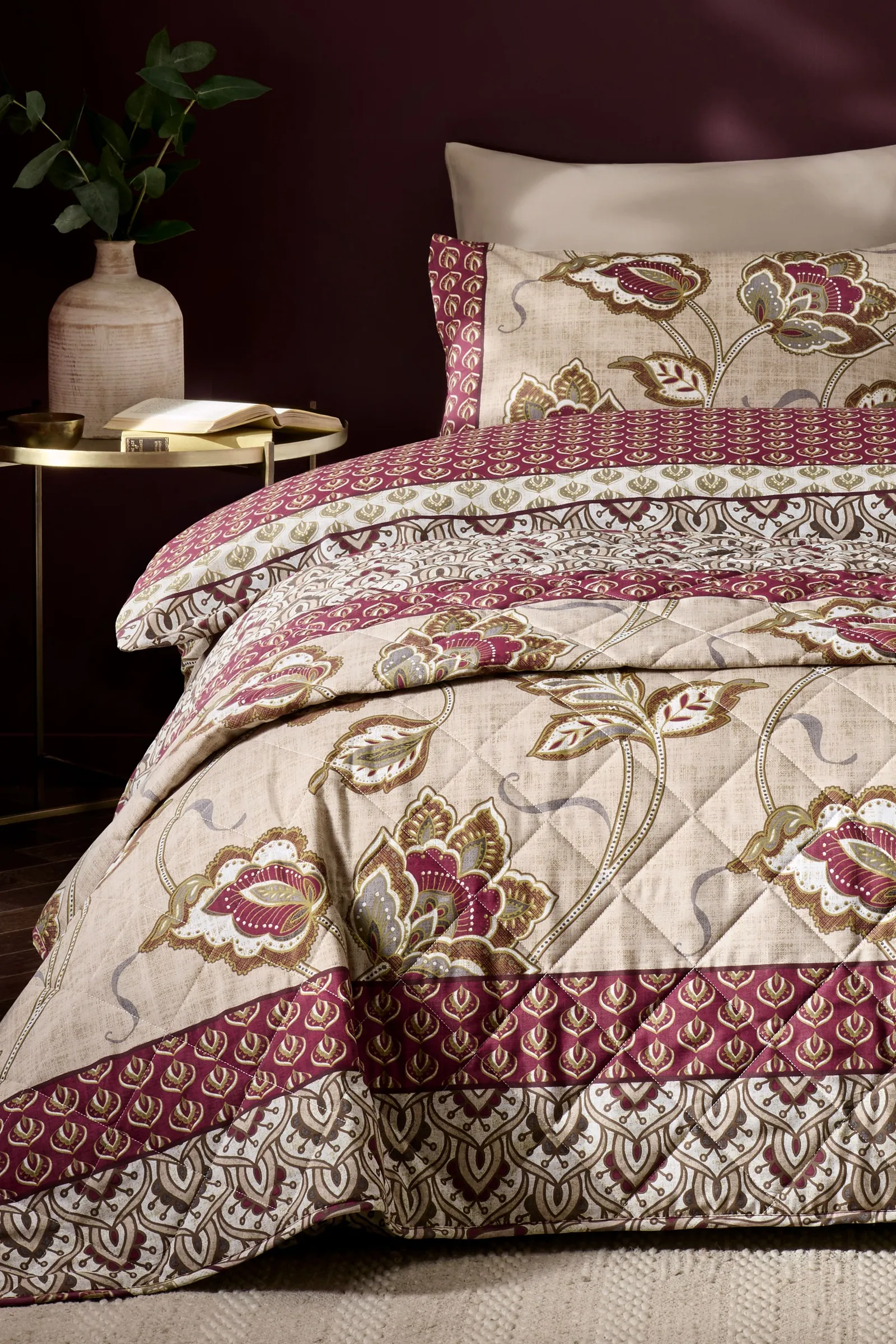Catherine Lansfield 'Kashmir Paisley Floral' Bedspread in Natural
