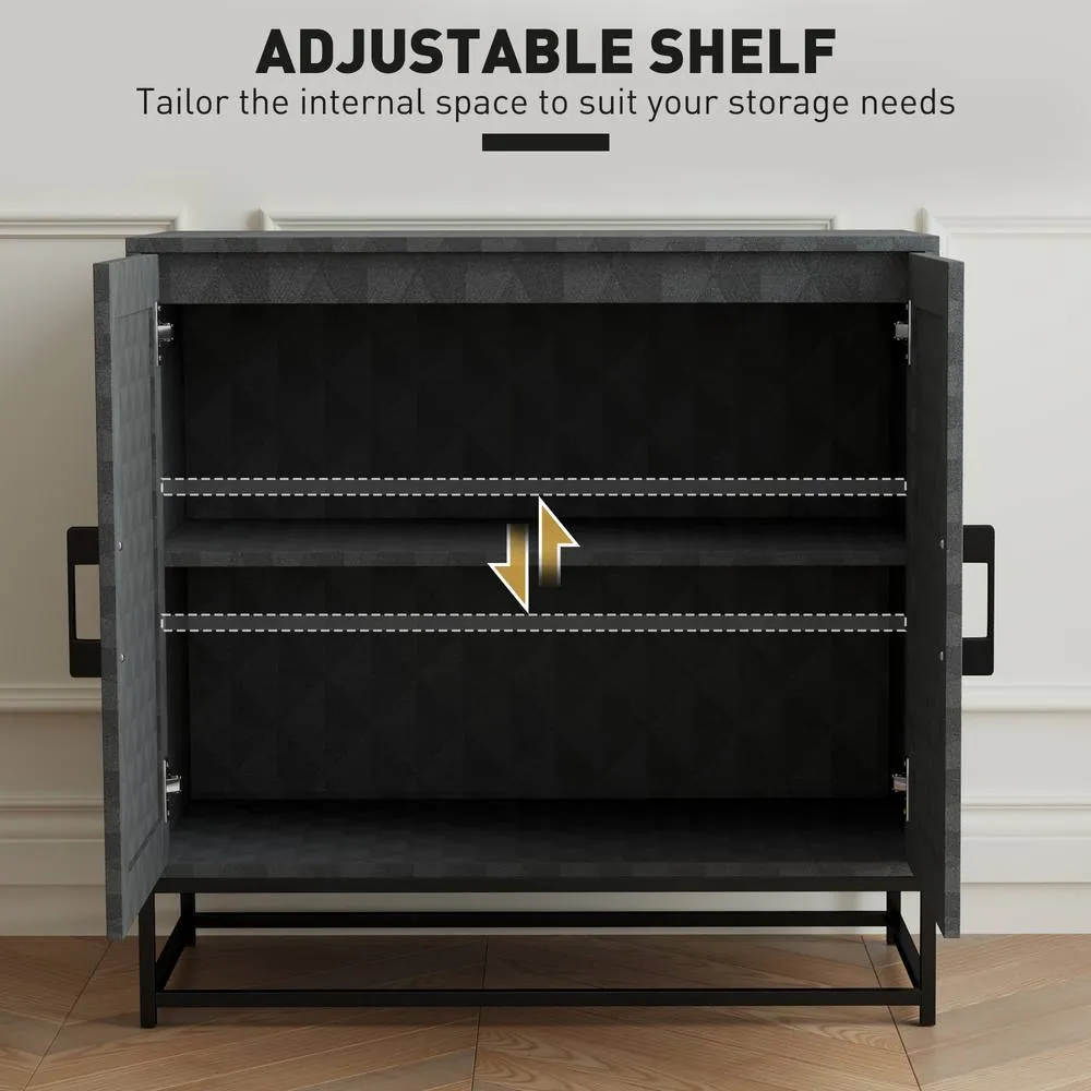 HOMCOM Modern Storage Cupboard with Adjustable Shelf & 2 Doors, Black 6