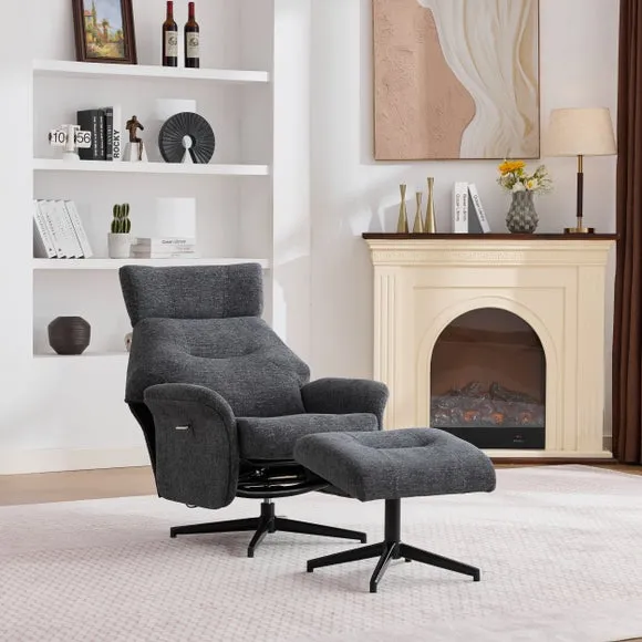 Turiff Manual Recline Swivel Chair and Footstool 3