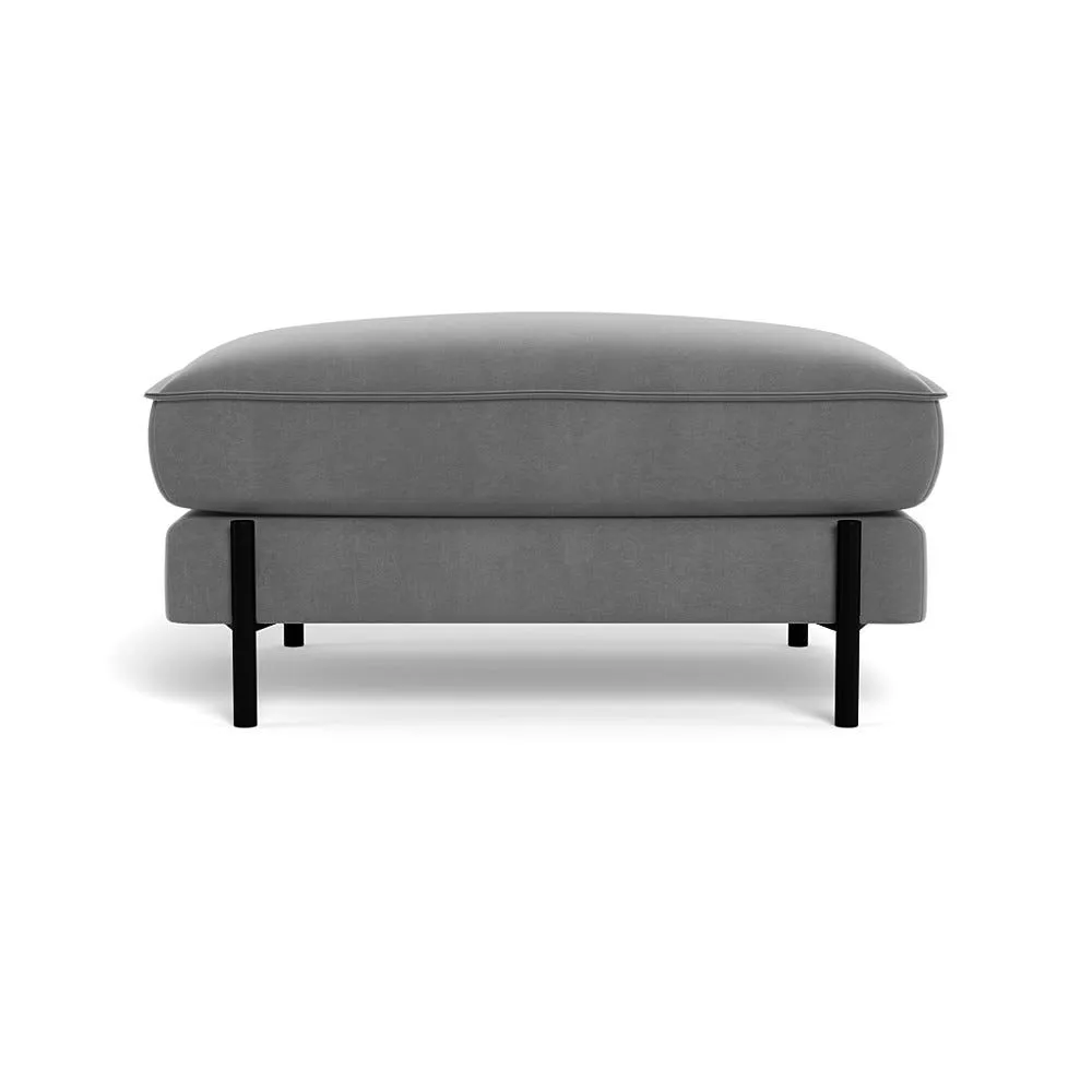 Heal's Tortona Footstool Smart Velvet Mercury Black Feet