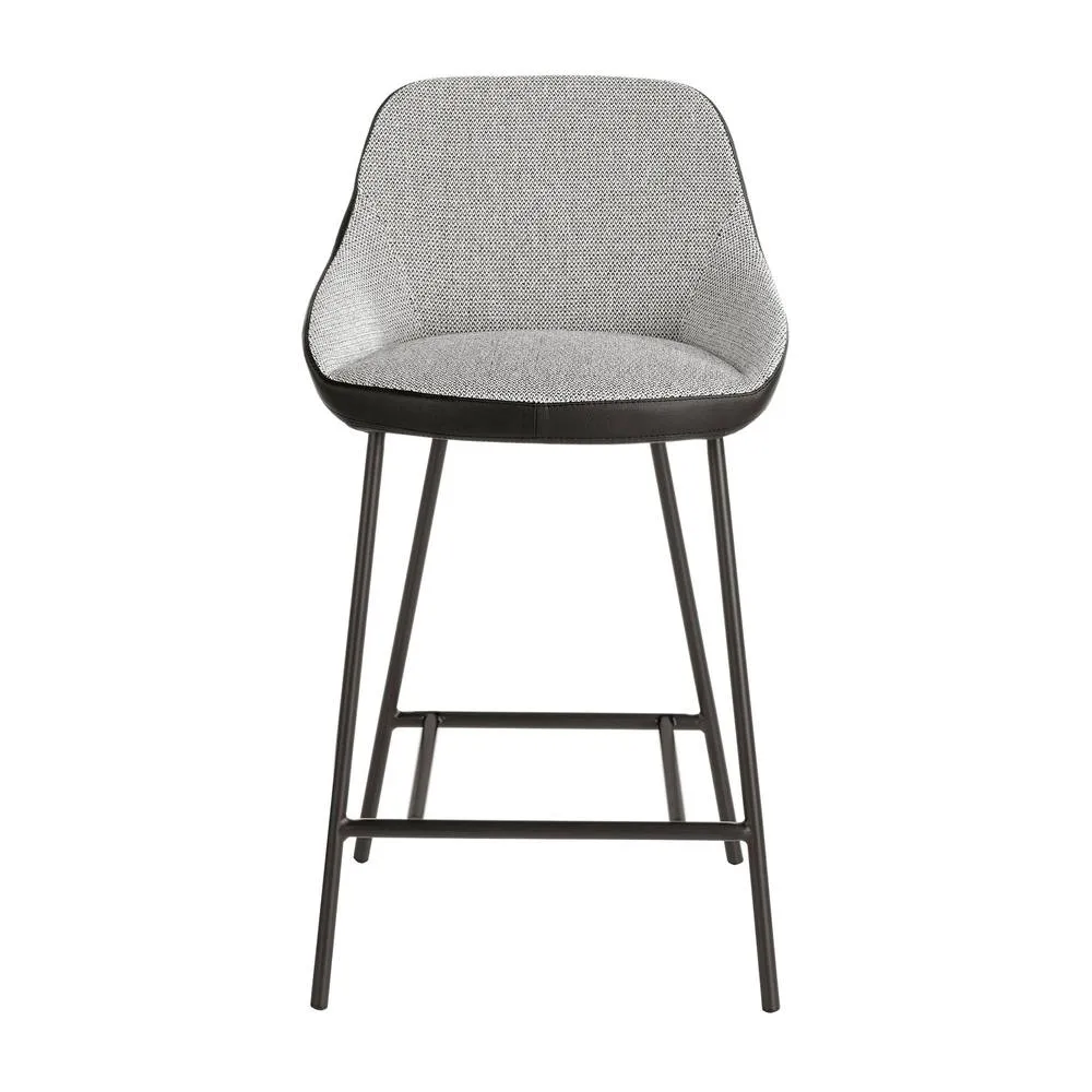 Angel Cerda Grey Fabric Seat & Black Leatherette Back Stool 2