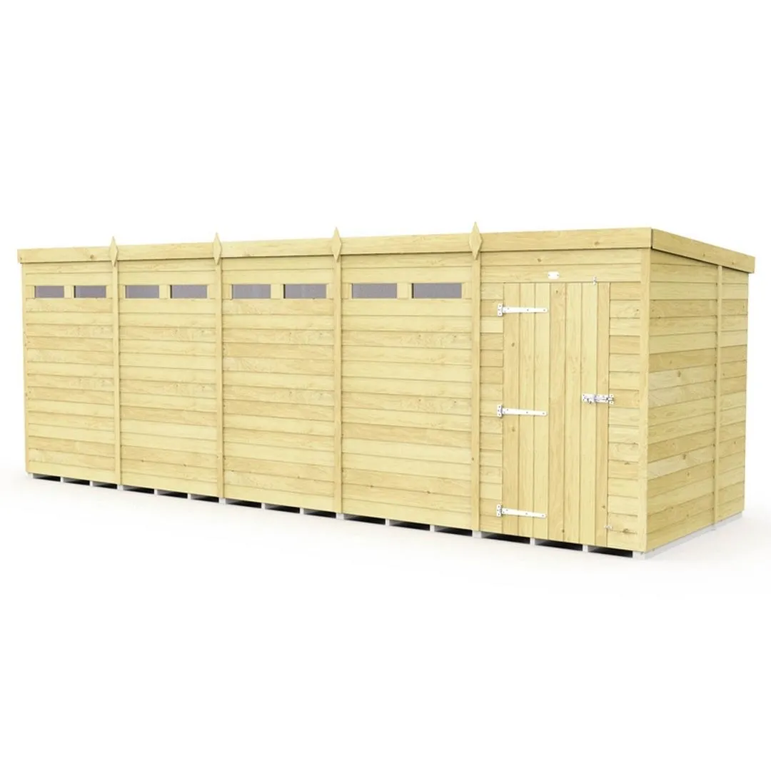 Buttercup Farm 20 x 7 Feet Pent Security Shed - Single Door - L214 x W589 x H201 cm in Brown