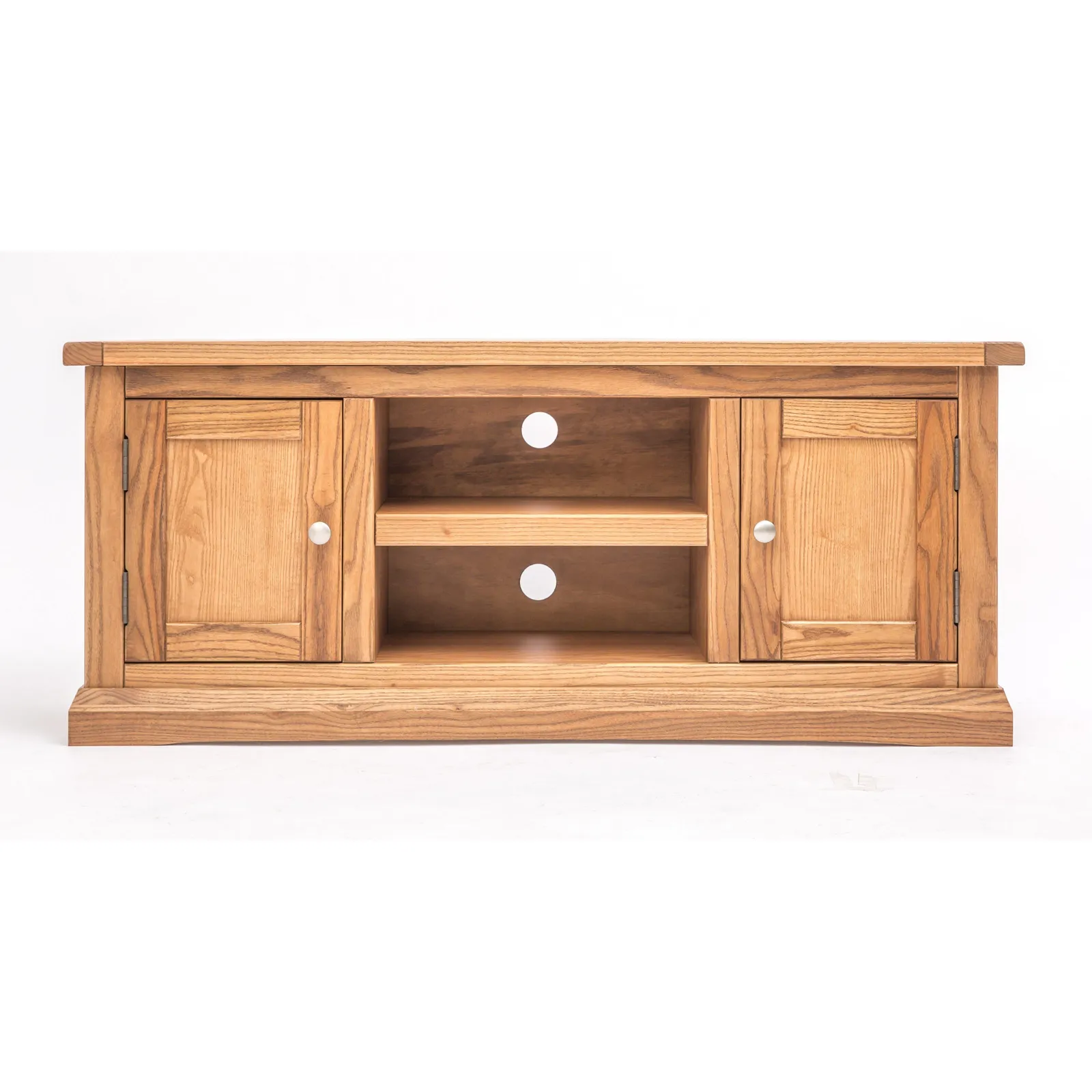 Cabinet Bits Salerno Light Wood 2 Door TV Cabinet Chrome Knob in Natural