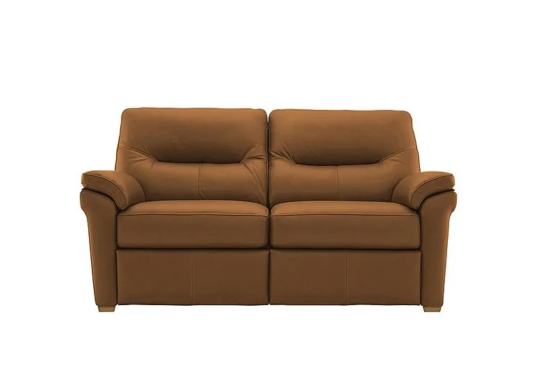 Seattle 2 Seater Leather Sofa with Wooden Feet - Cambridge Tan