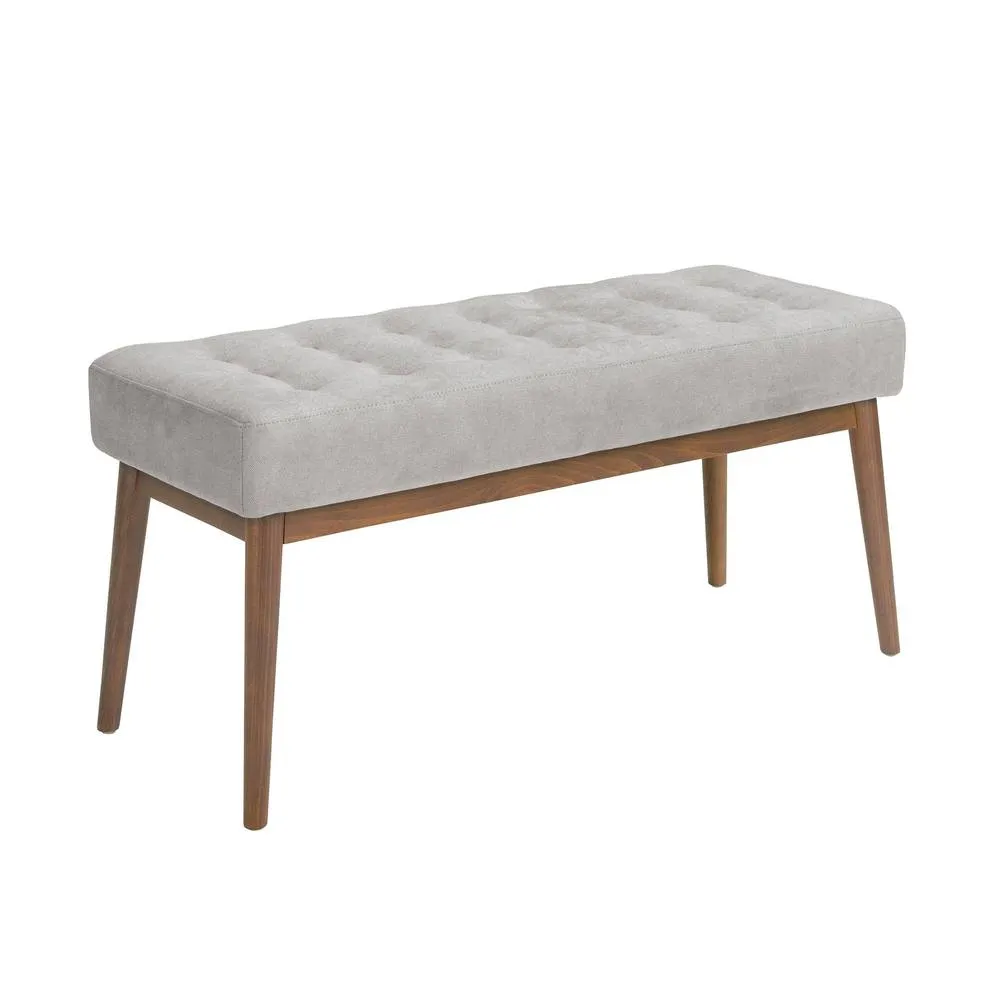 Angel Cerda Dark Grey Fabric Stool with Walnut Legs