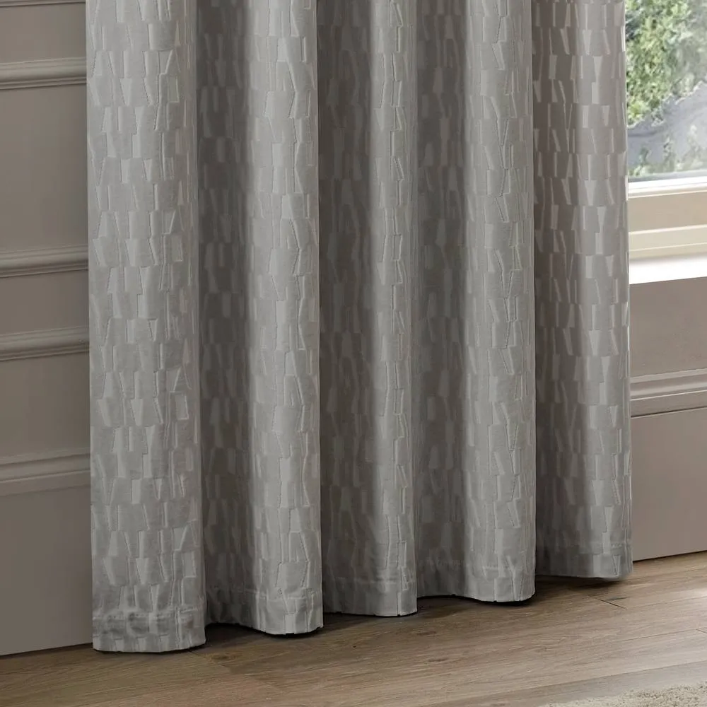Paoletti Manhattan Velvet Eyelet Curtain Pair in Silver 4