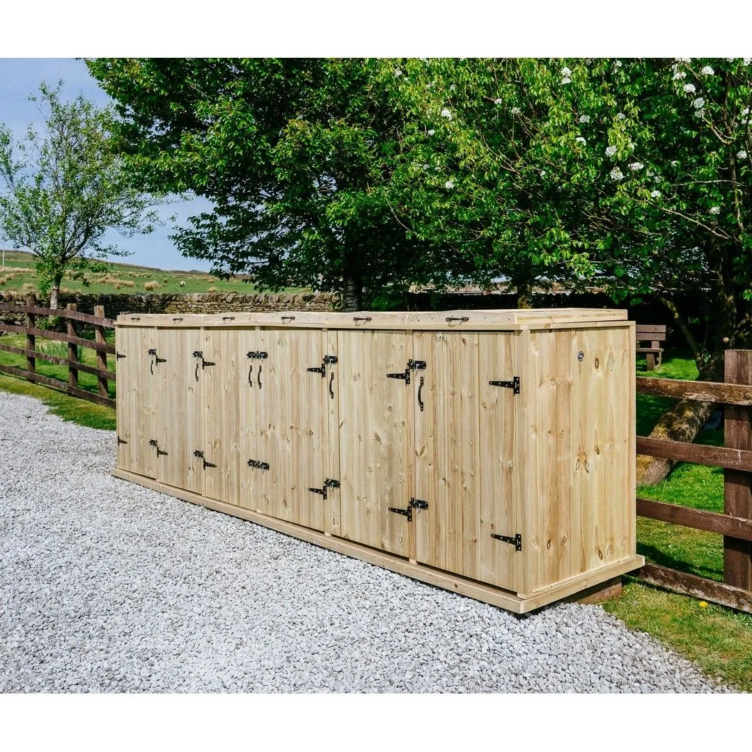 Buttercup Farm Chatburn Sextet Wheelie Bin Store, Fits 4x 180L or 240L & 2x 140L Bin in Brown 5