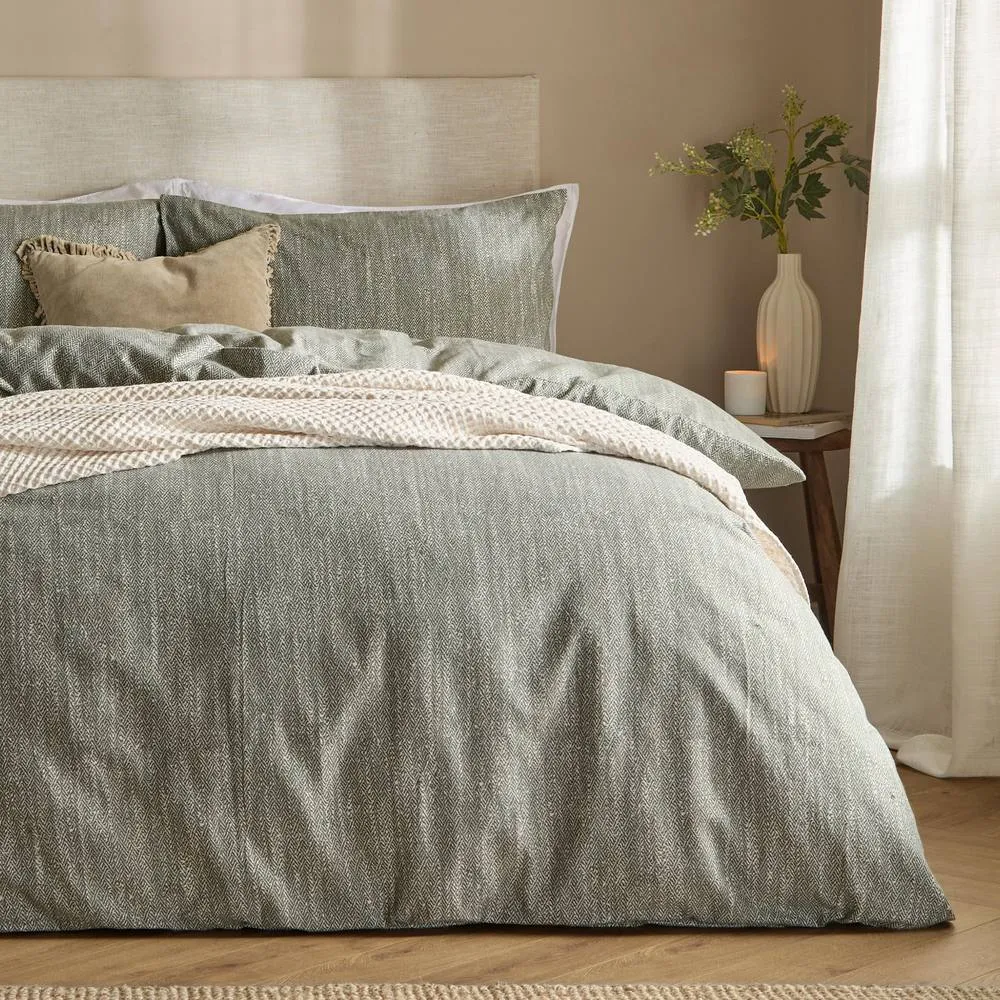 Yard Harris 100% Brushed Cotton Duvet Cover Set in Olive 2