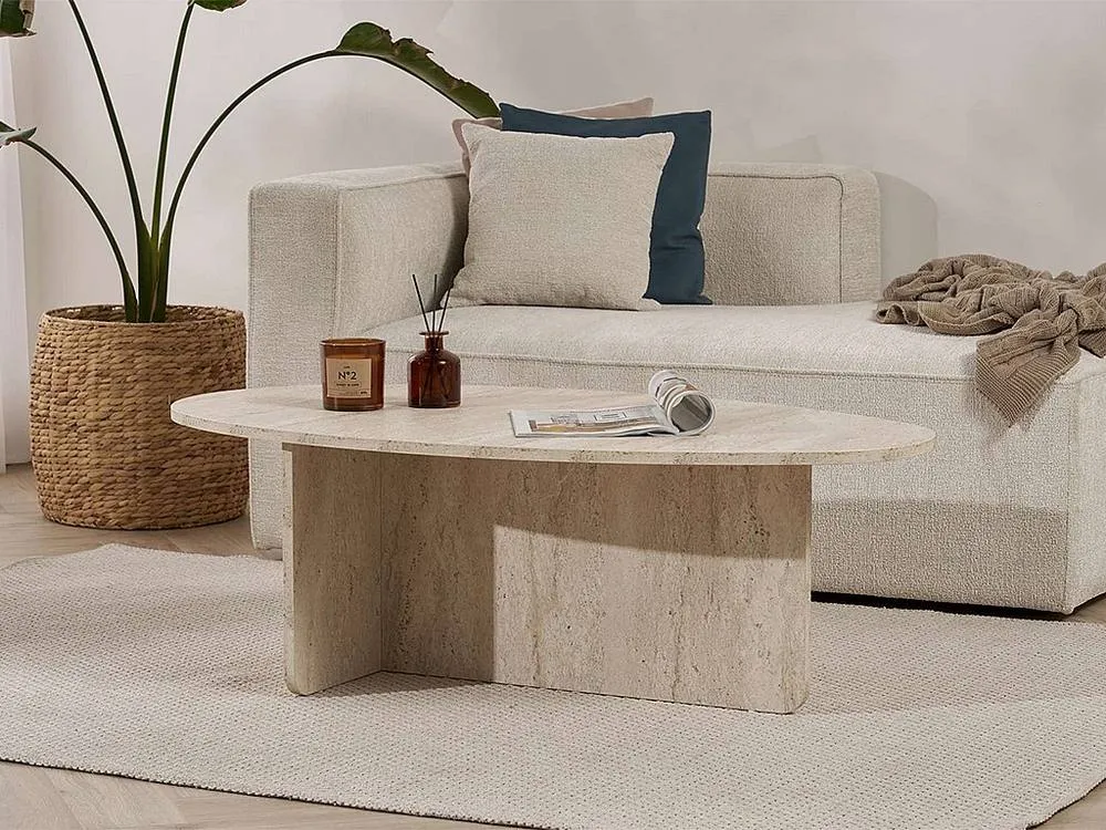 Vente-unique Coffee Table - Travertine Effect - ISENORA in Beige 3
