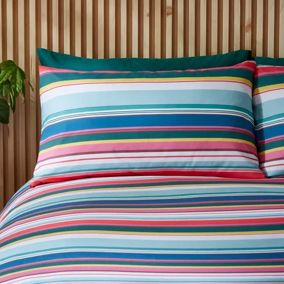 Elements Riley Stripe 100% Cotton Duvet Cover & Pillowcase Set 4