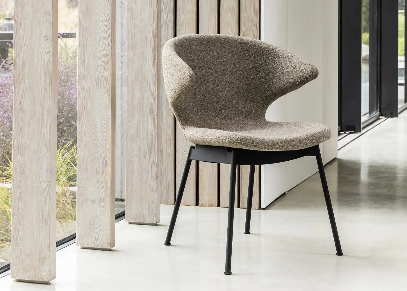 Case Ella Dining Chair in Boucle Pepper with Black Legs 3