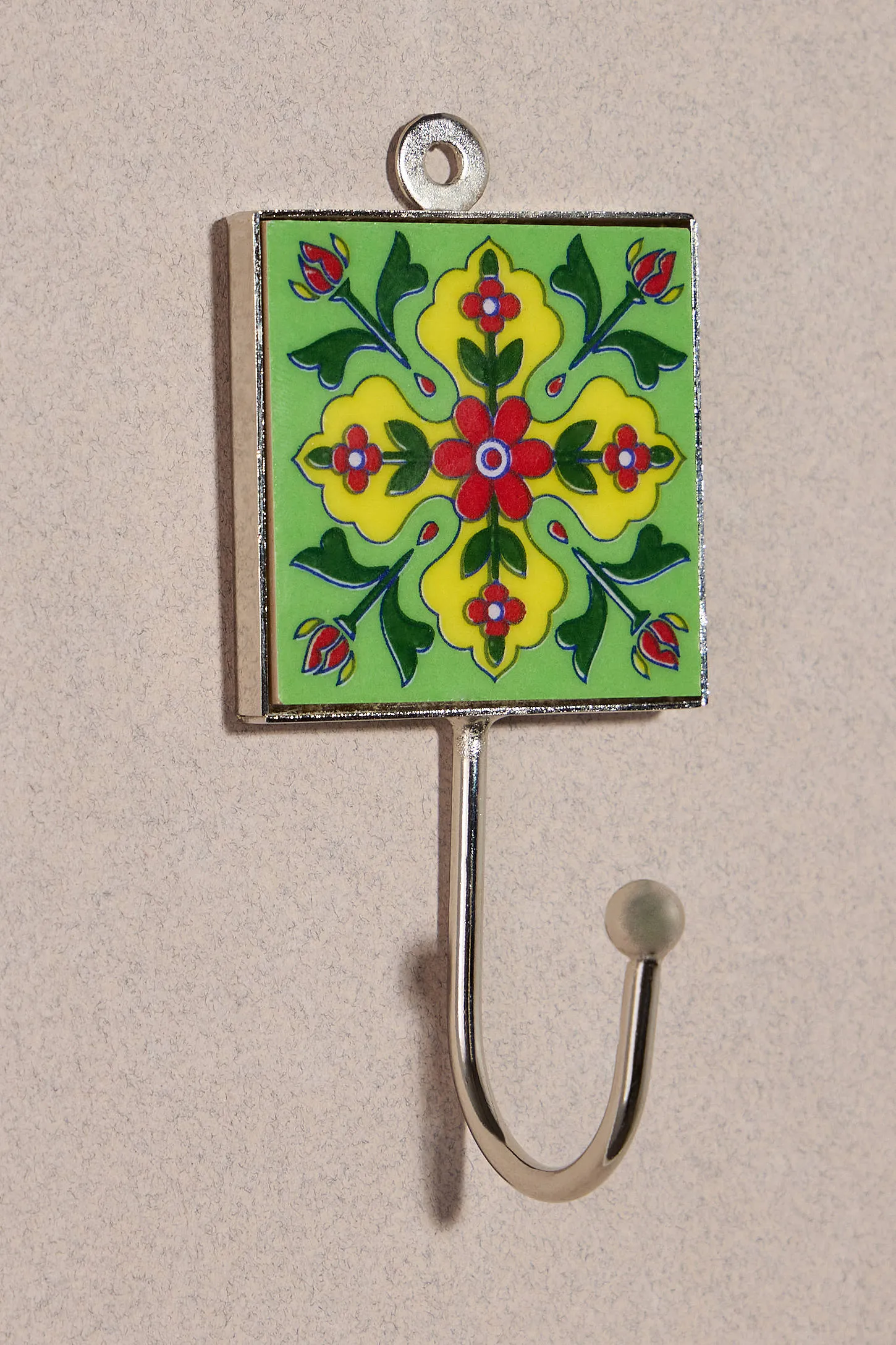 Single Tiled Wall Hook - Green