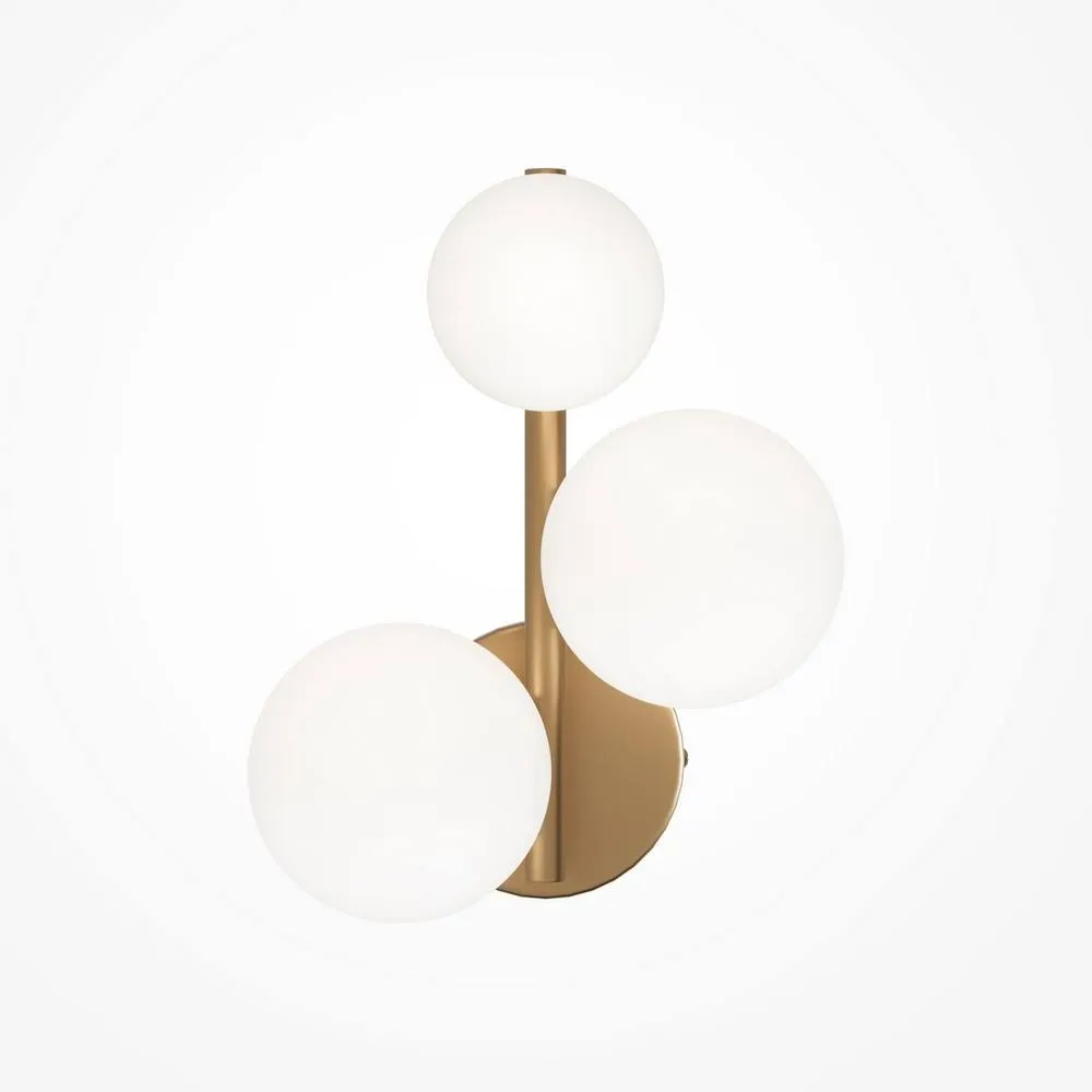 Netlighting Maytoni Dallas Modern 3 Light Wall Lamp Gold Matte White Shade G9