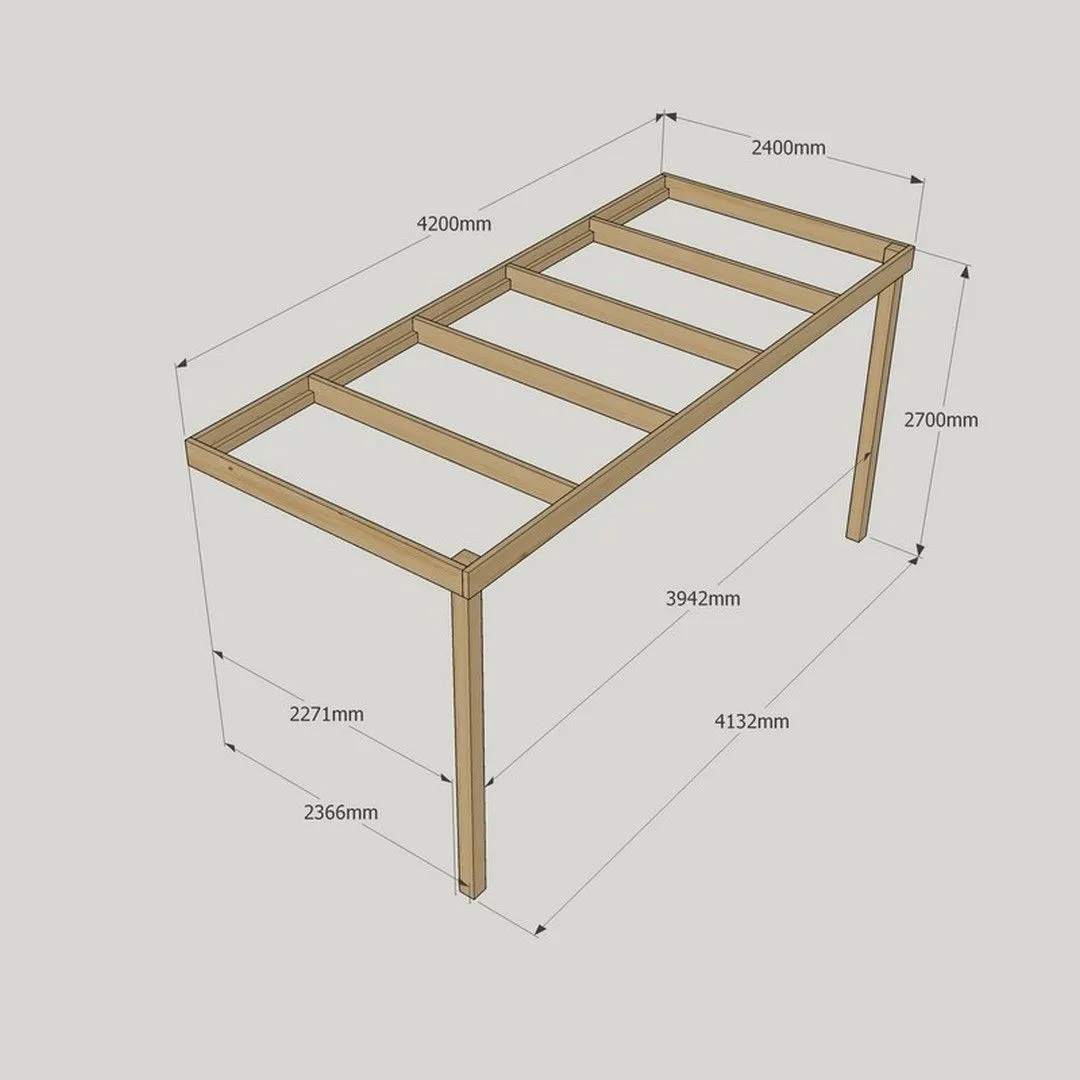 Rutland County Garden Furniture Ltd Wall Mounted Box Pergola - Wood - L240 x W420 x H270 cm - Rustic Brown 3