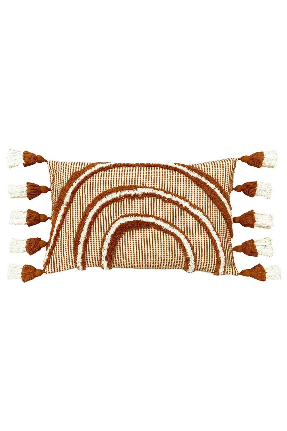 Furn Rainbow Tuft Tasselled Cushion in Red