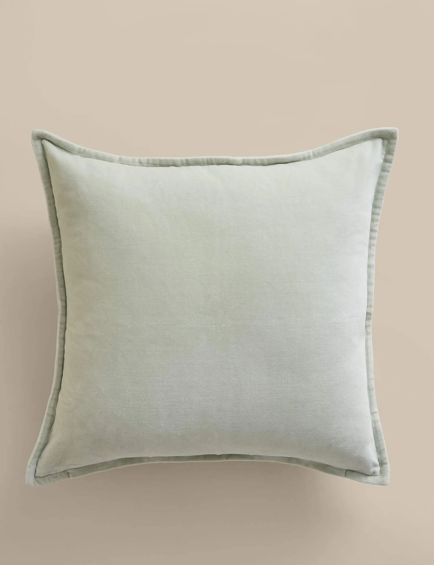 M&S Pure Cotton Velvet Cushion Pale Green