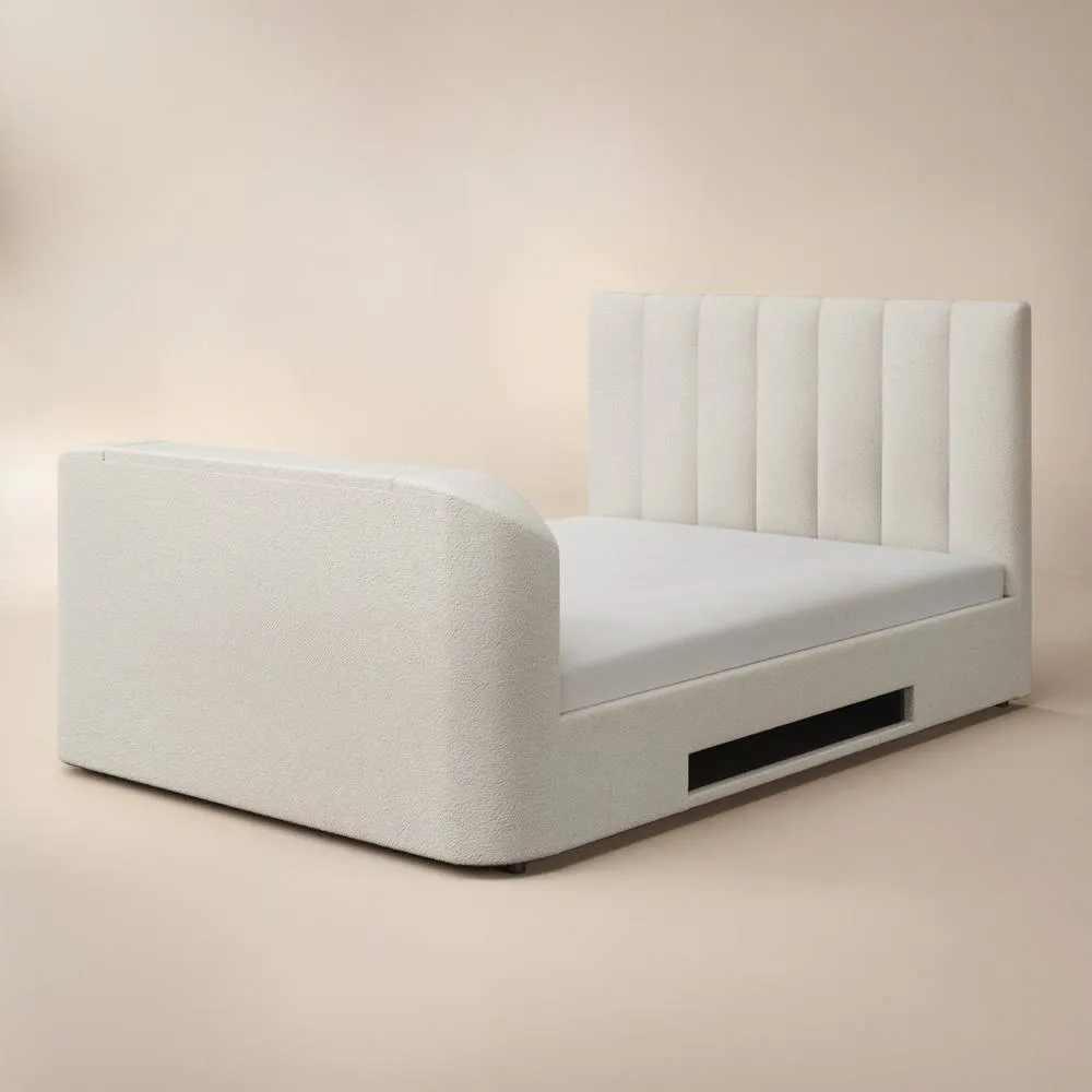 Flair Megane Boucle Side Lift TV Ottoman Bed in Cream 5