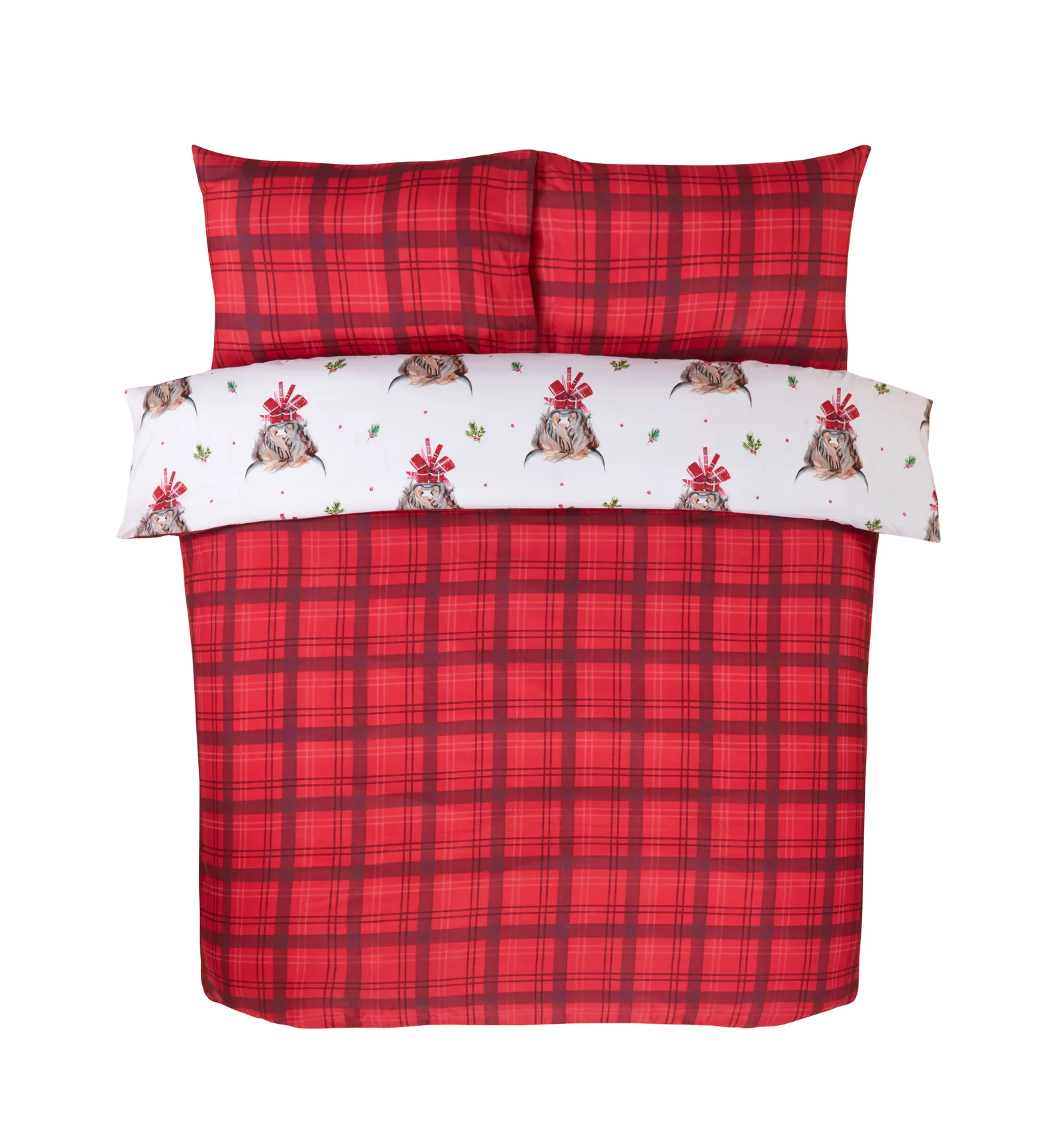Rapport Home Fergus Microfibre Checkered Reversible Duvet Cover Set with Pillowcase 4