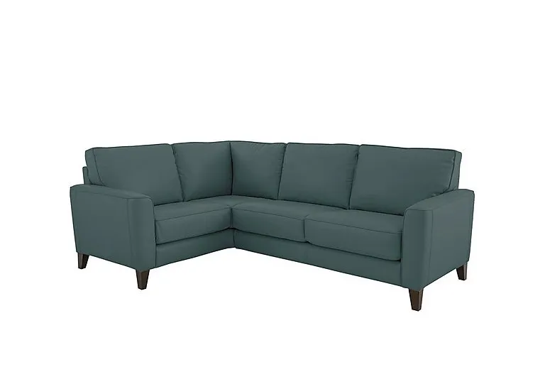Brondby Small NC Leather Left Hand Facing Corner Sofa - BV Lake Green