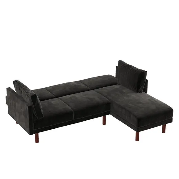 Clair Velvet Sprung Seat Corner Chaise Double Sofa Bed 4
