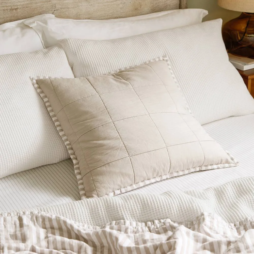 Yard Hebden Striped 100% Cotton Cushion in Natural 1