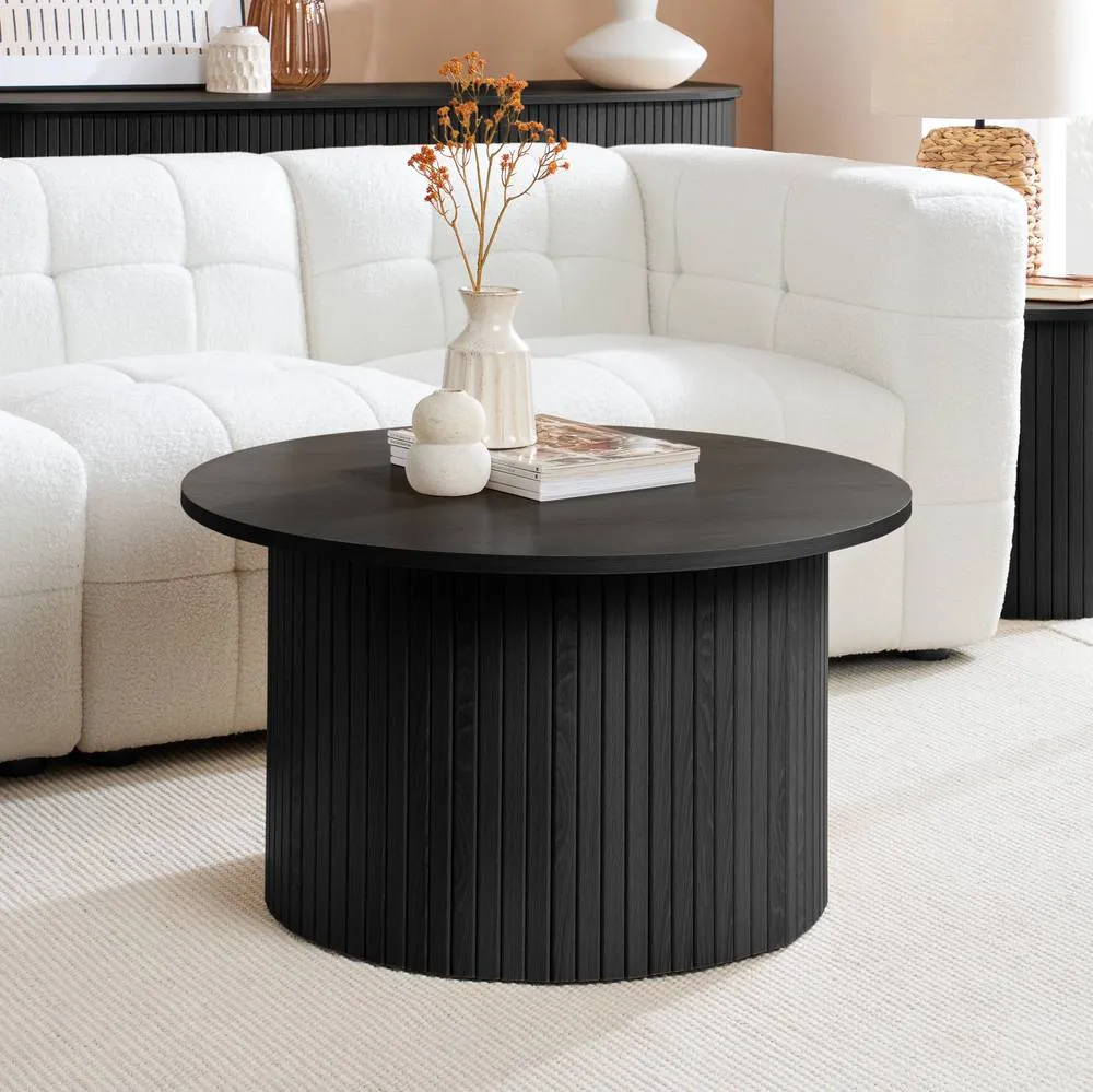 Birlea Round Fluted Coffee Table Axel in Black