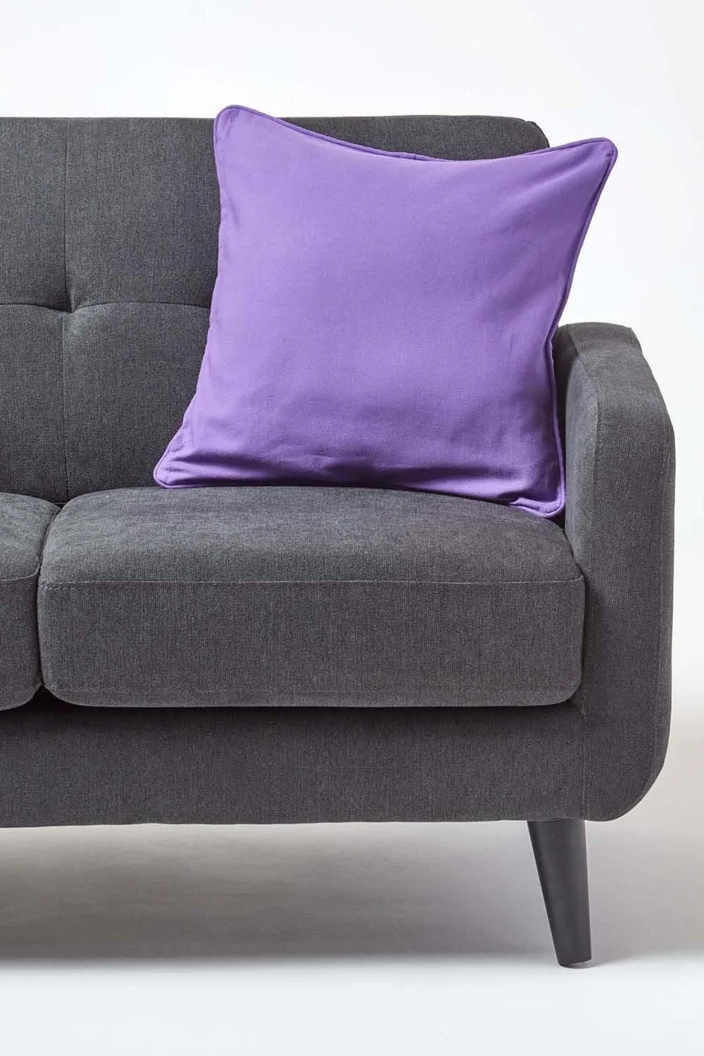 Homescapes Cotton Plain Cushion Cover in Purple 4