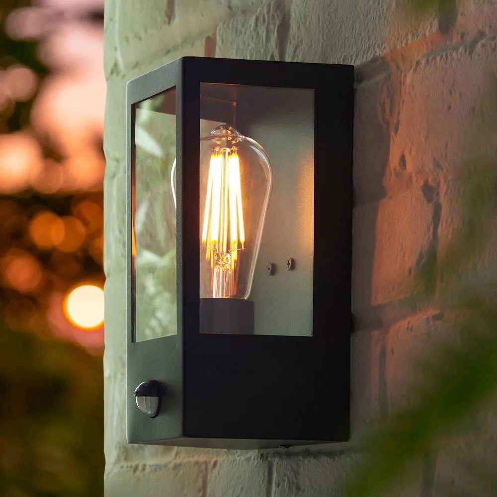 Netlighting Huntington Outdoor Wall Lantern Matt Black & Clear Glass E27 5