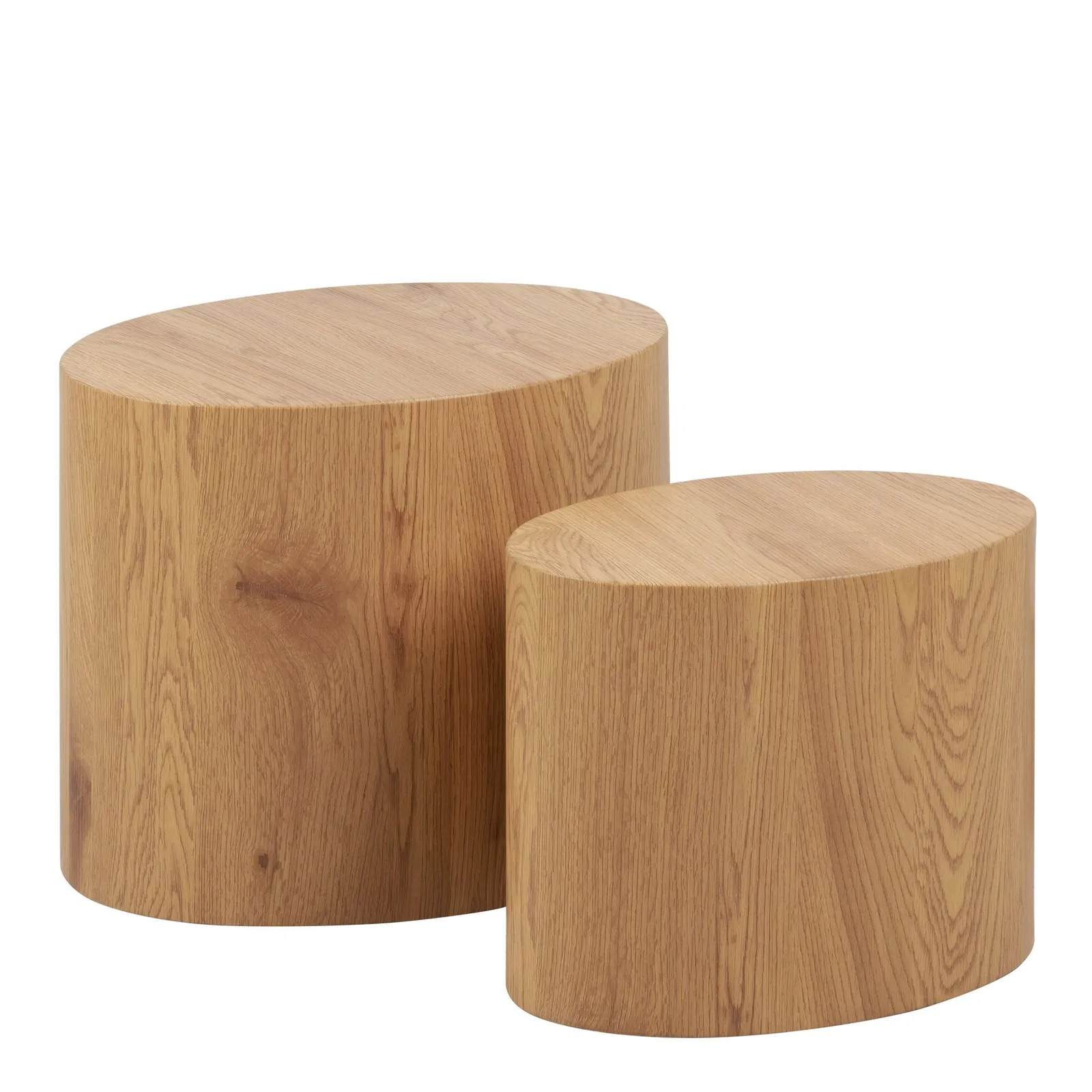 Furniture To Go Mice Oval Coffee Table in Oak Set of 2 in Light Oak