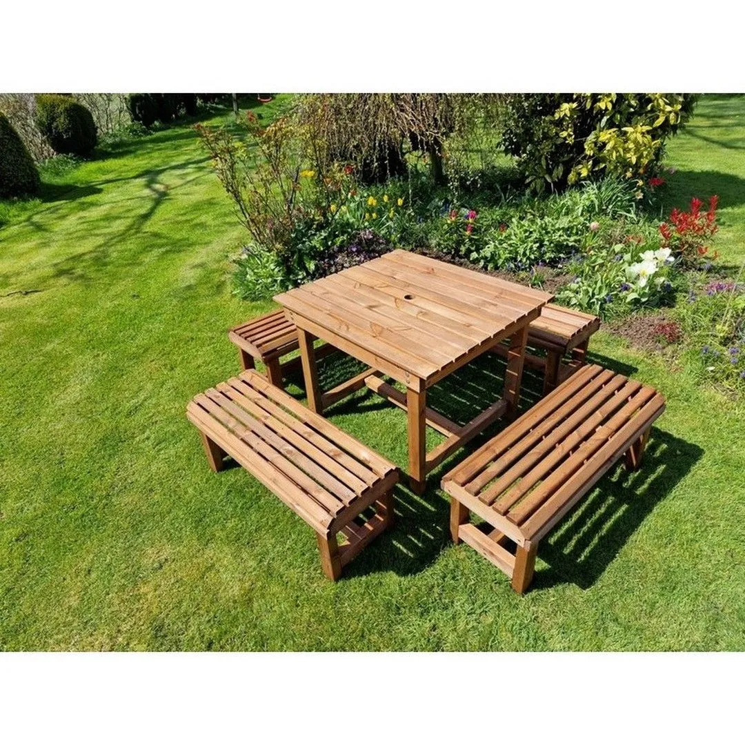 Churnet Valley Garden Furniture Ltd Contemporary 8 Seater Table & Bench Set - Timber - Fully Assembled in Brown 4