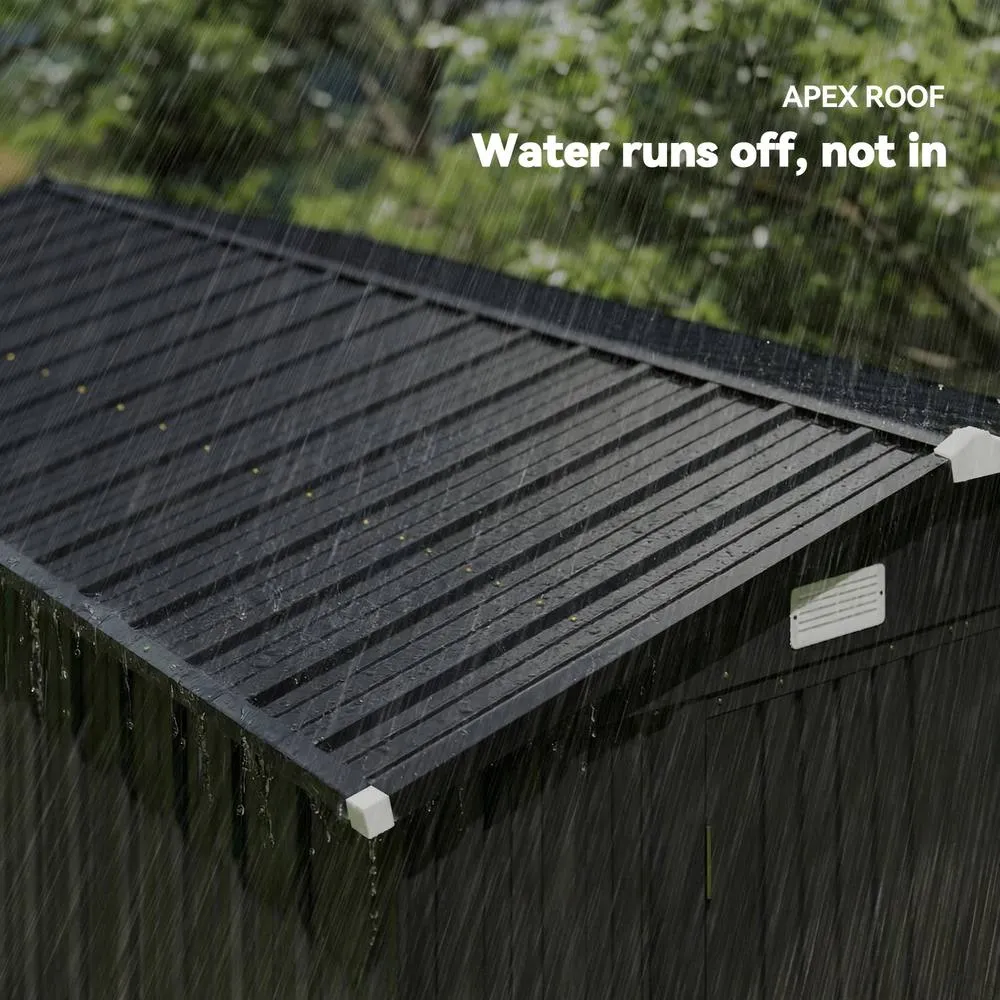 OUTSUNNY 12 x 8 ft Garden Shed, Outdoor Storage Shed with 4 Vents Dark Grey 5