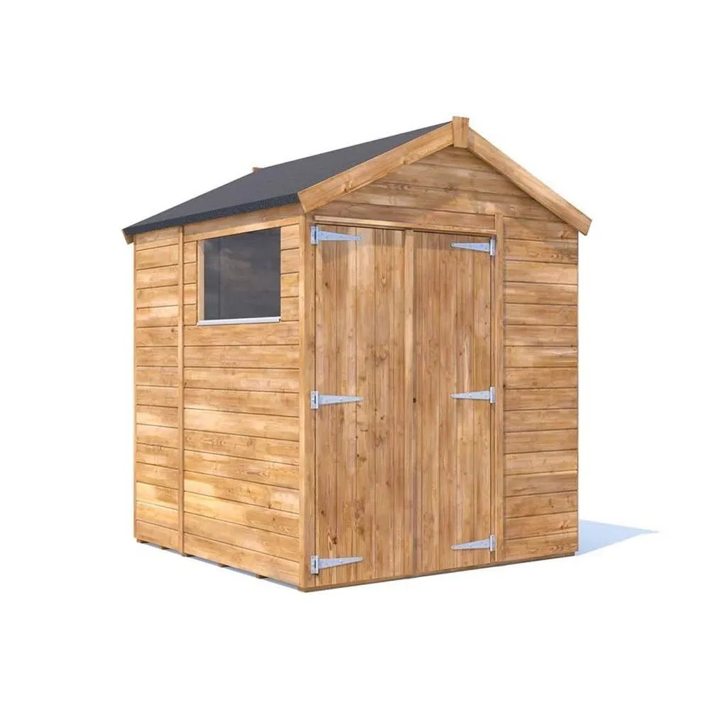 Dunster House Wooden Shed 1.8 x 1.8m (6' x 6') 15mm Apex Window - Overlord Modular in Brown