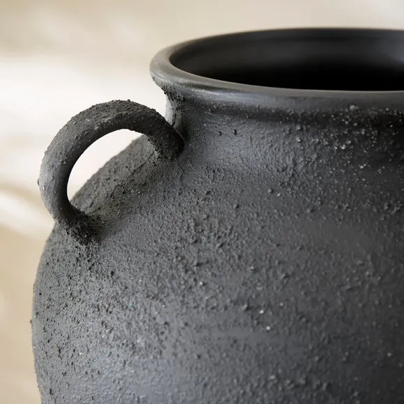 Large Black Textured Urn Vase 2