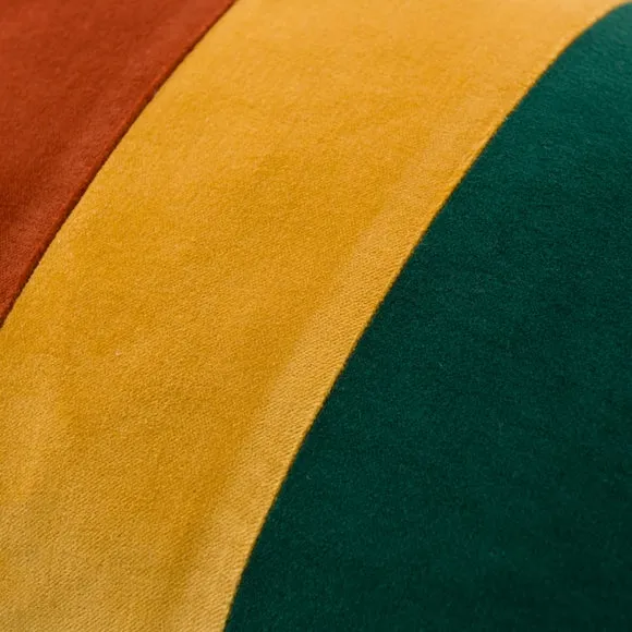 Clara Striped Rainbow Cotton Velvet Rectangular Cushion 2