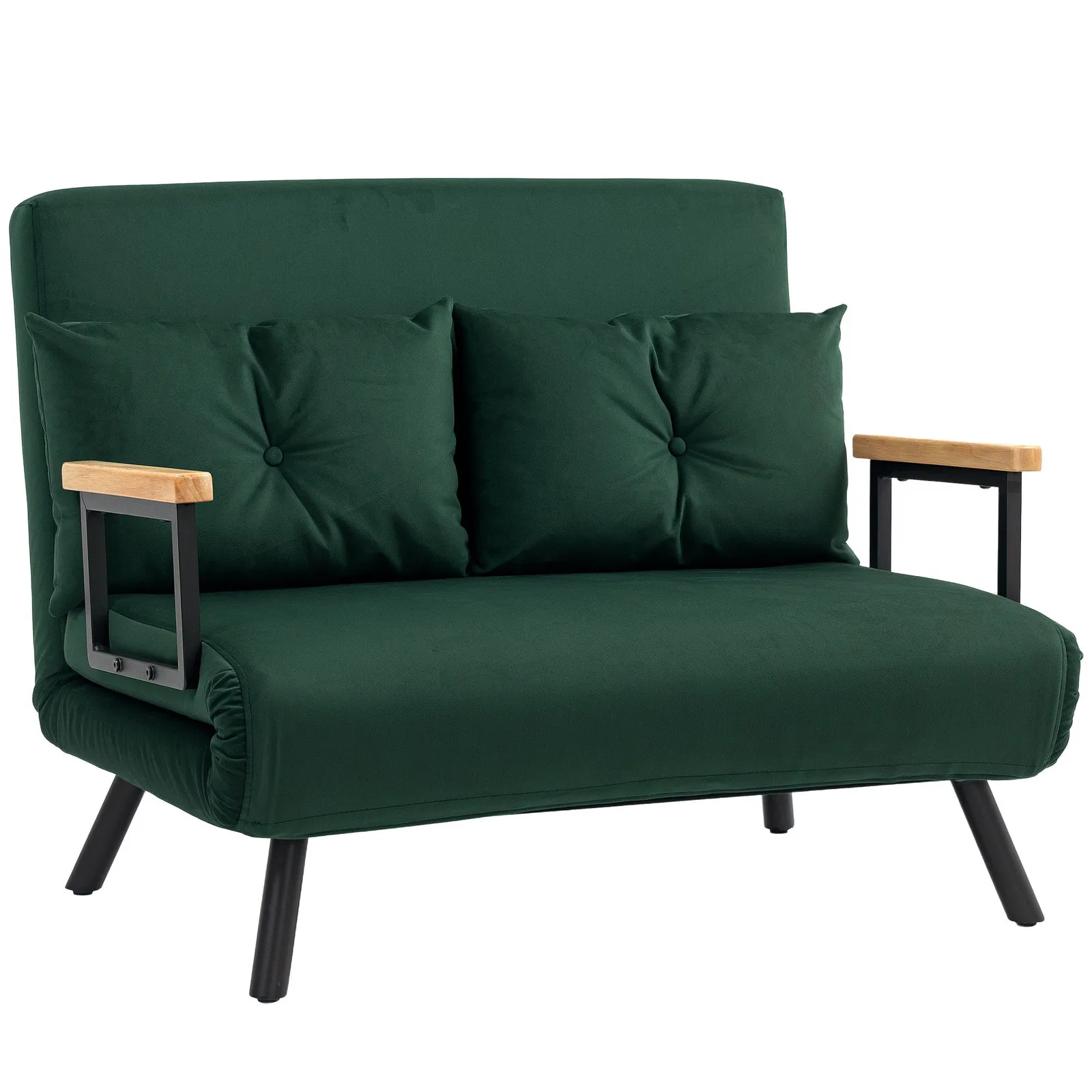 HOMCOM Click Clack 2 Seater Sofa Bed for Living Room, Guest Room in Green 2