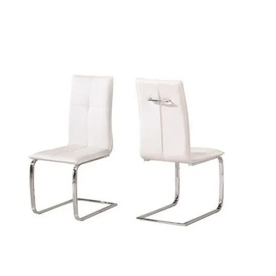 Foster Dining Chair In White Faux Leather In A Pair