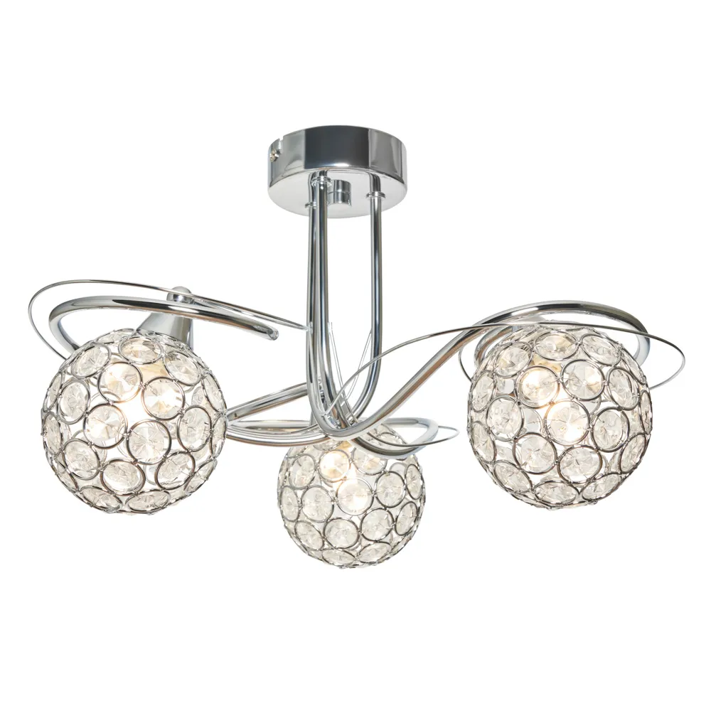 Orianna Flush Ceiling Light, Chrome