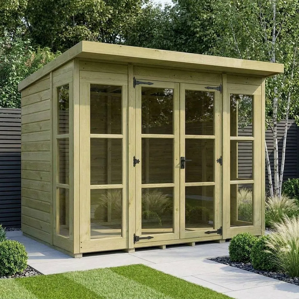 Buttercup Farm 8ft x 6ft Georgian Pent Summer House - Pressure Treated Timber in Brown 2
