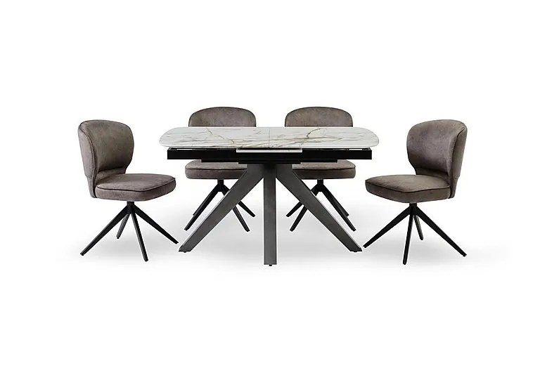 Imperium Pop Up Extending Dining Table and 4 Fabric Swivel Chairs - 140-cm - Chocolate - In Time for Christmas