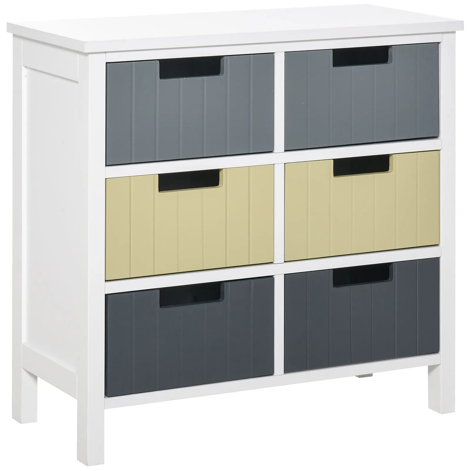 HOMCOM Chest of Drawers Storage Side Cabinet with 6 Detachable Drawers 2