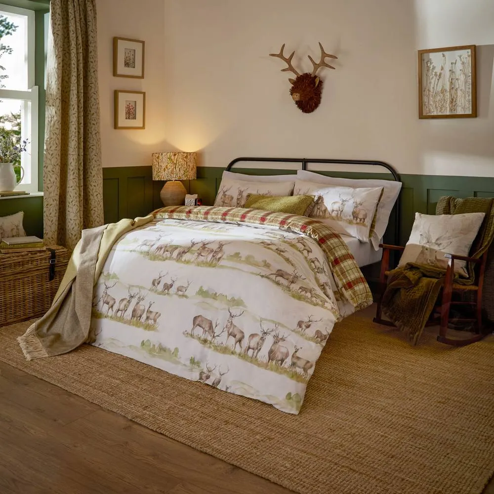 Voyage Maison Moorland Stags 100% Cotton Reversible Duvet Cover Set