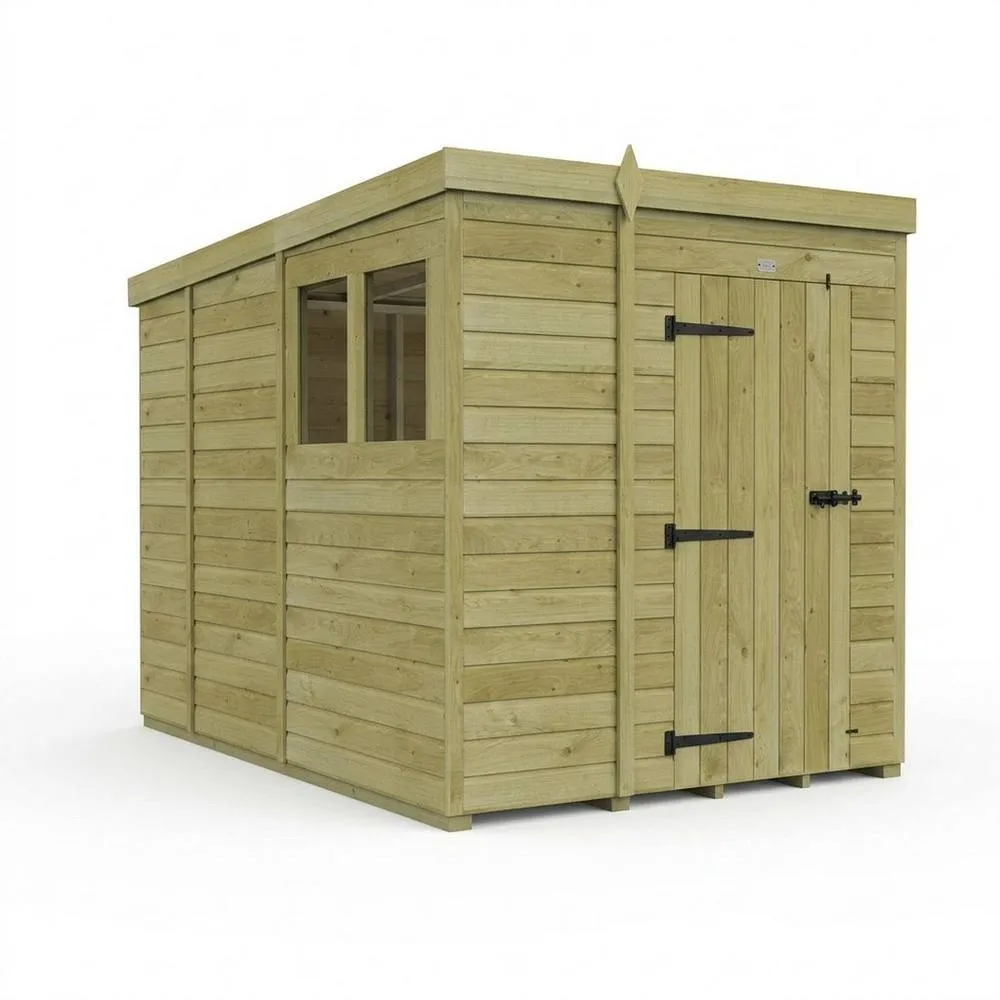 Buttercup Farm 6ft x 9ft Pent Garden Shed Single Door With Windows - Timber in Brown