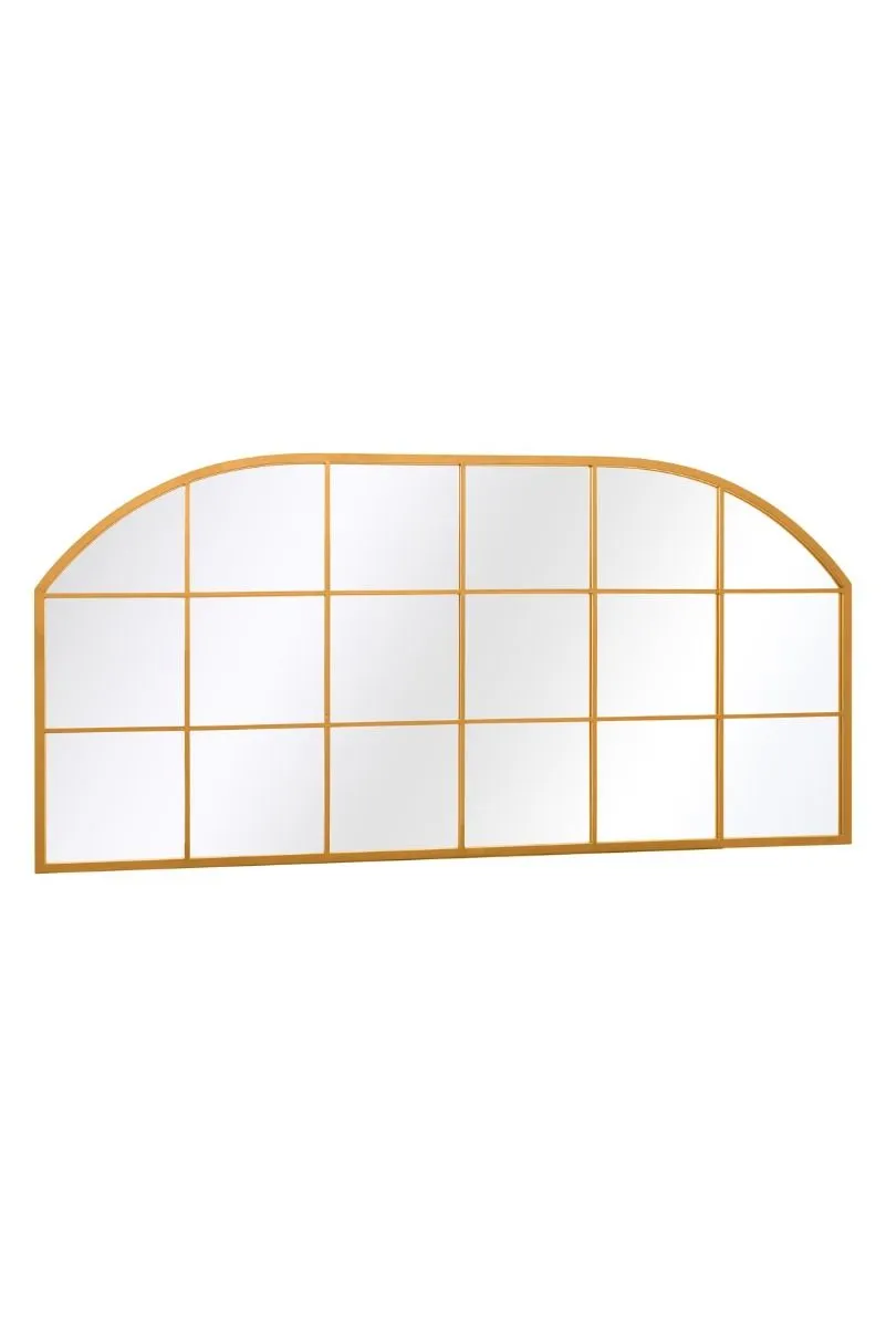 MirrorOutlet Gold Metal Framed Window Arched Wall Mirror 69" X 33" (174CM X 85CM) 4