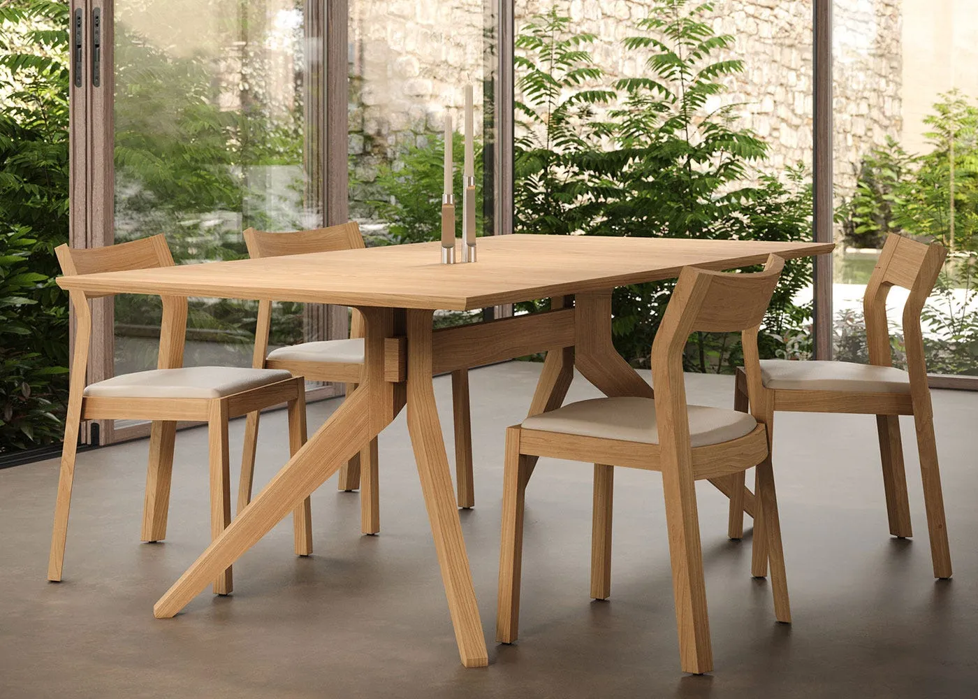 Case Cross Fixed Dining Table Oak 2